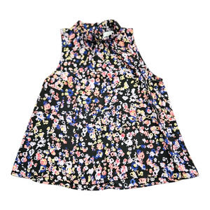 Allison Joy XS Semi Sheer Multicolor Floral Sleeveless Shirt
